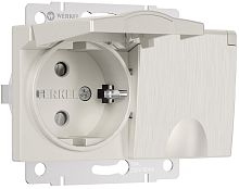 Розетка с заземлением без рамки Werkel 1-м. 2-мод. крышка шторки IP44 перламутровый рифленый картинка